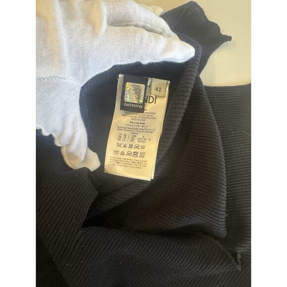 FENDI black Silk Short Sleeve Shirt With Leather Embellishment - Picture 6 of 16